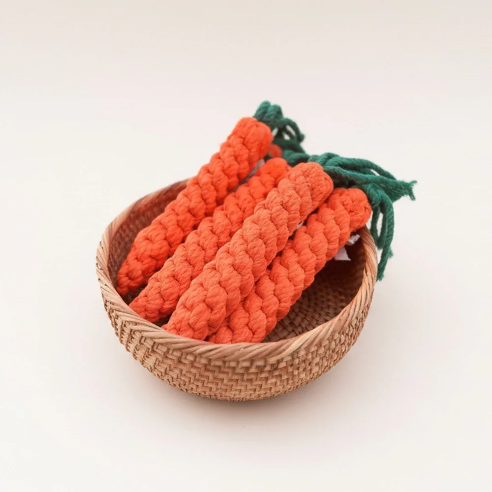 Monli Handcrafted Sustainable Carrot Dog Rope Toy